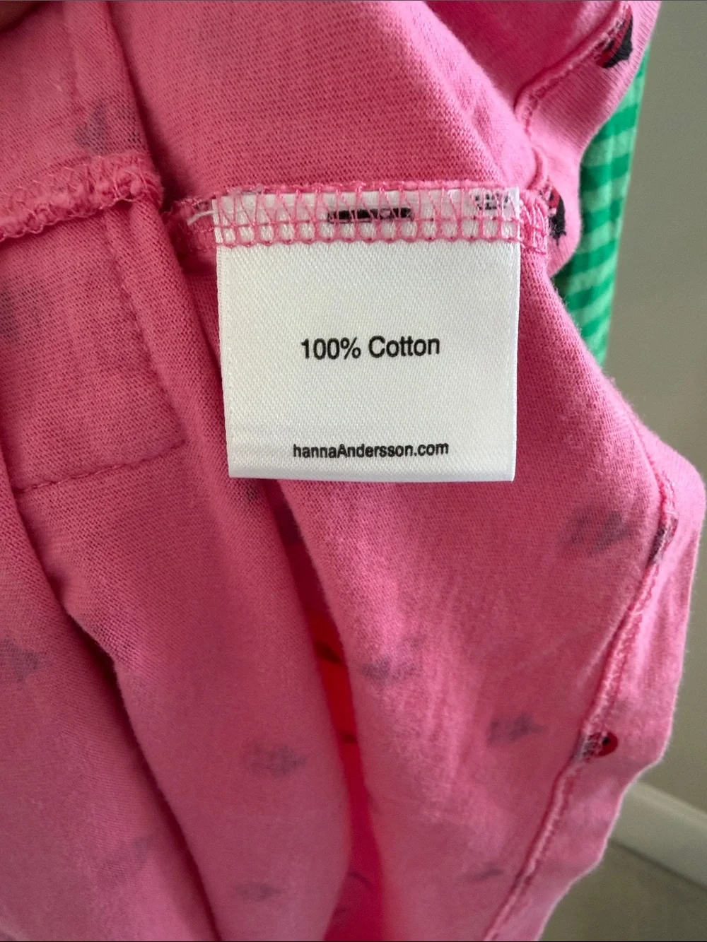 Green & Pink Long-Sleeve Kids Dress with Ladybug Print